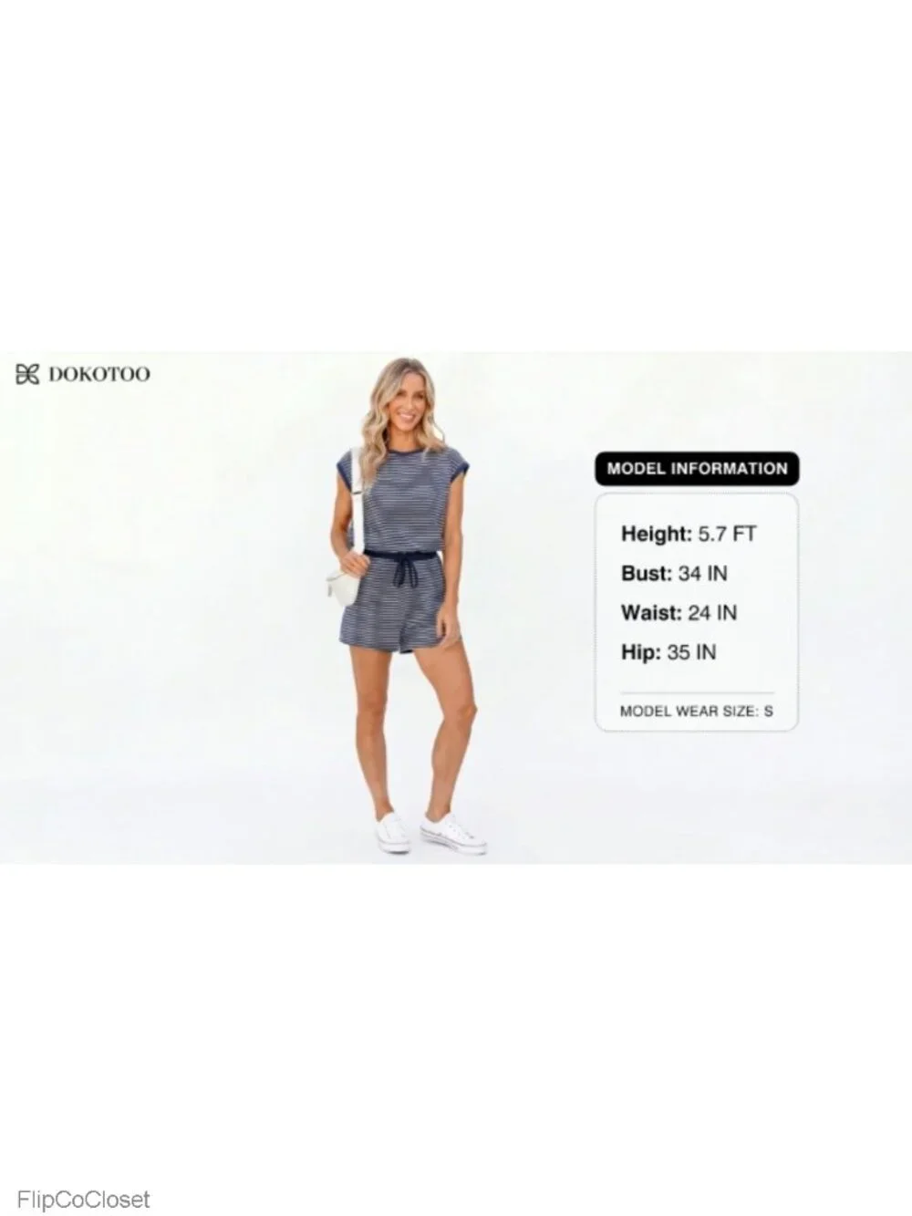 Women's Striped Cotton Romper Sleeveless Jumpsuit with Pockets